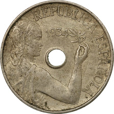 Coin, Spain, 25 Centimos, 1934, Vienna, VF(30-35), Copper-nickel, KM:751