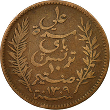 Coin, Tunisia, Ali Bey, 10 Centimes, 1892, Paris, EF(40-45), Bronze, KM:222