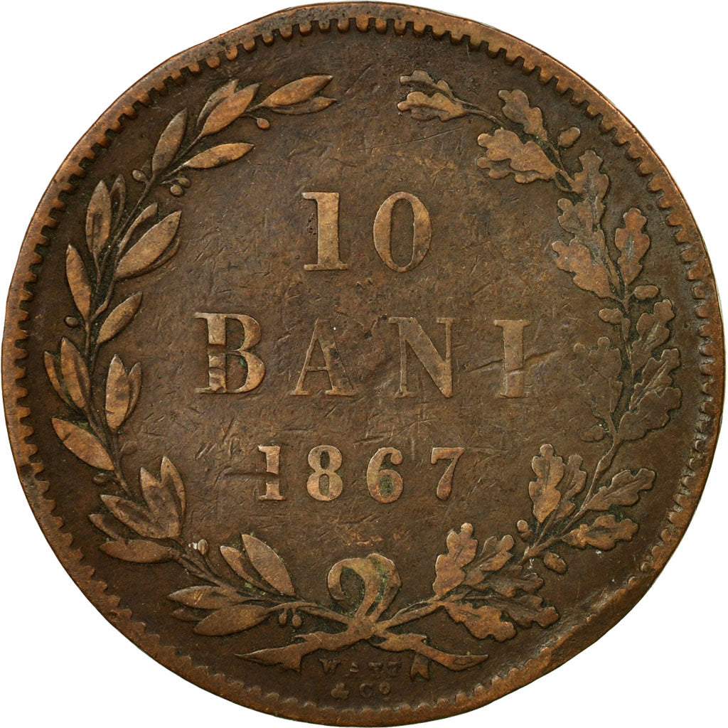 Coin, Romania, Carol I, 10 Bani, 1867, VF(20-25), Copper, KM:4.2