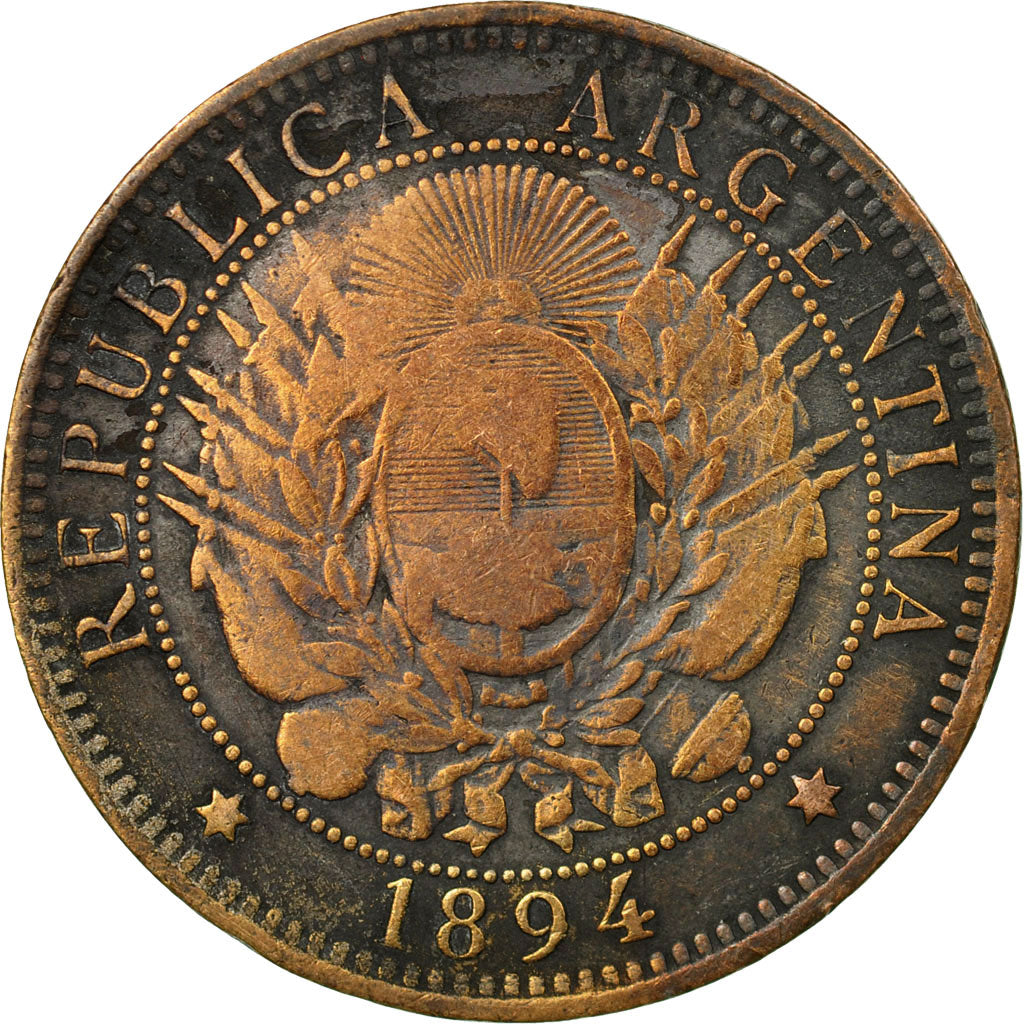 Coin, Argentina, 2 Centavos, 1894, VF(20-25), Bronze, KM:33