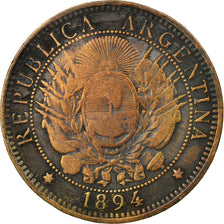Coin, Argentina, 2 Centavos, 1894, VF(20-25), Bronze, KM:33