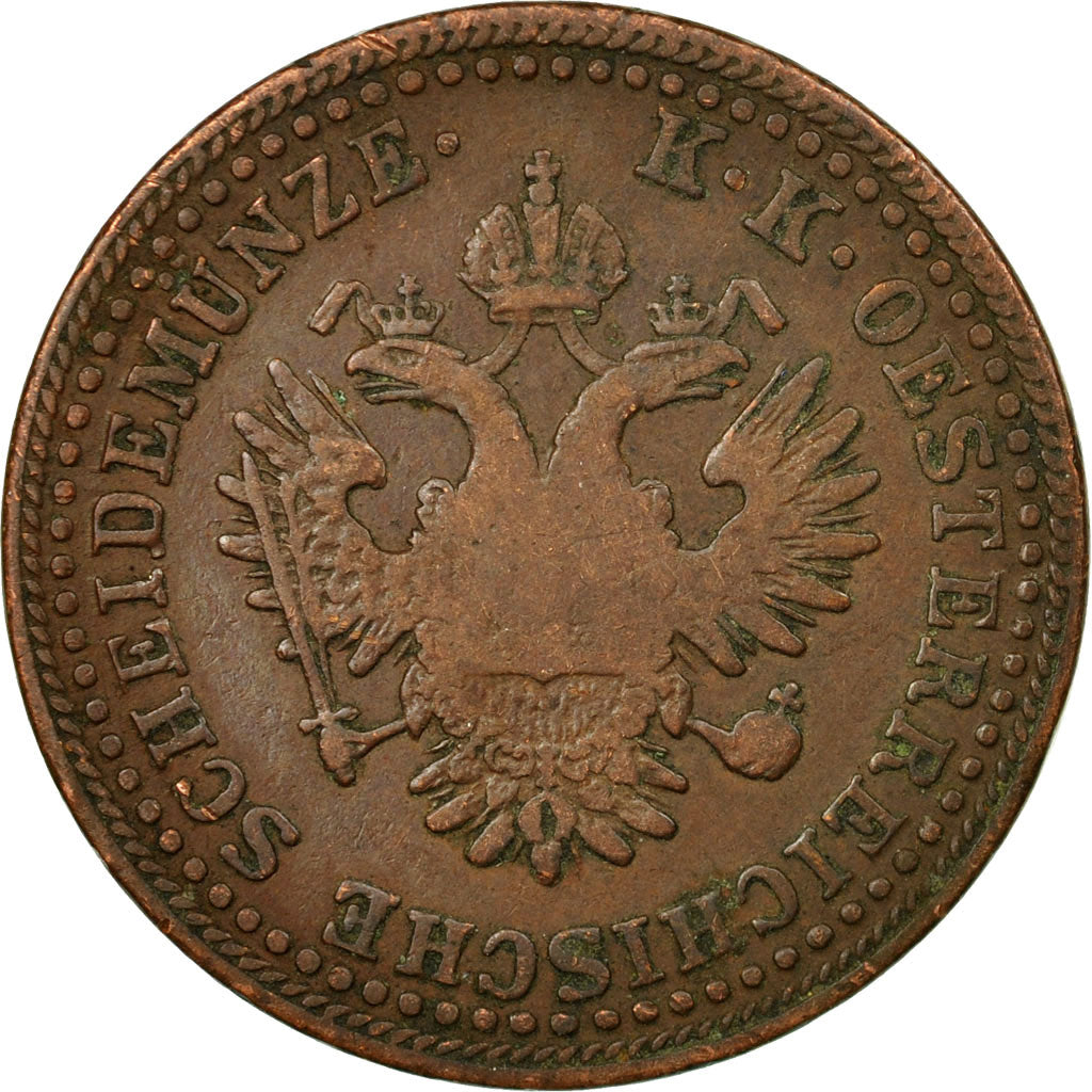 Coin, Austria, Franz Joseph I, 2 Kreuzer, 1851, VF(20-25), Copper, KM:2189