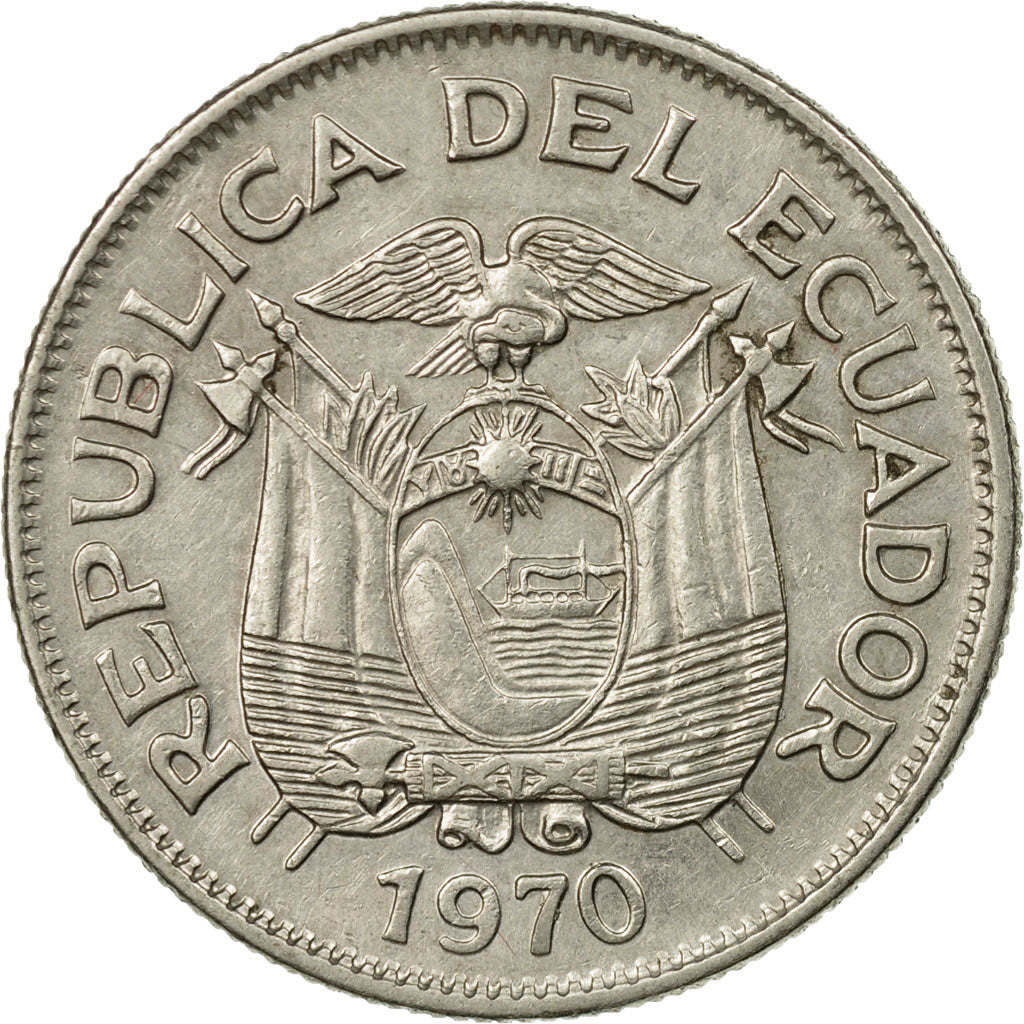 Moneda, Ecuador, Sucre, Un, 1970, MBC, Níquel recubierto de acero, KM:78b