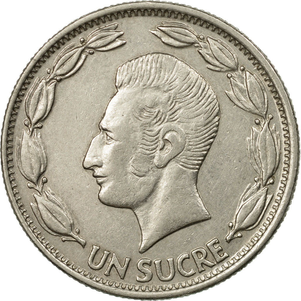 Moneda, Ecuador, Sucre, Un, 1970, MBC, Níquel recubierto de acero, KM:78b