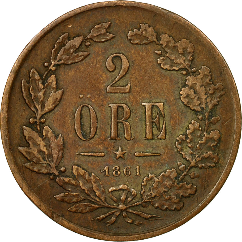 Coin, Sweden, Carl XV Adolf, 2 Öre, 1861, VF(30-35), Bronze, KM:706