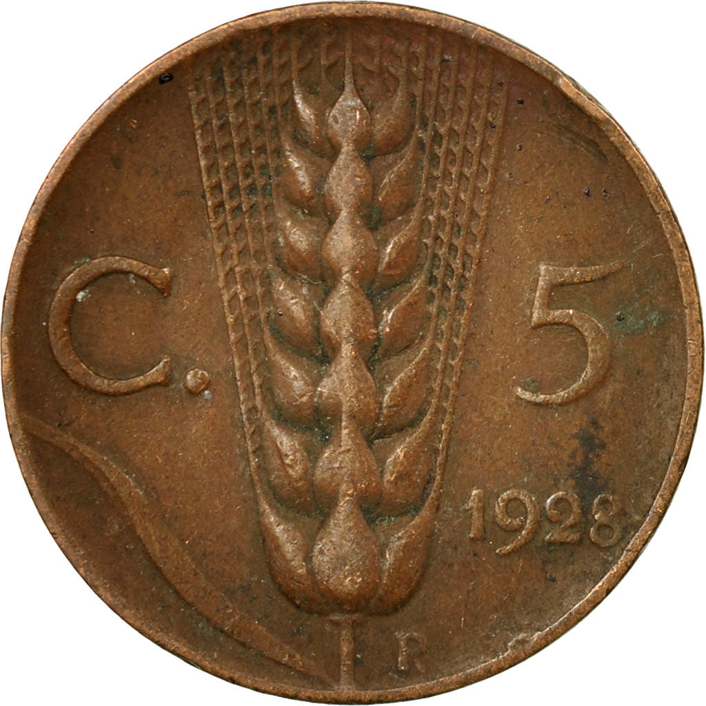 Coin, Italy, Vittorio Emanuele III, 5 Centesimi, 1928, Rome, VF(30-35), Bronze