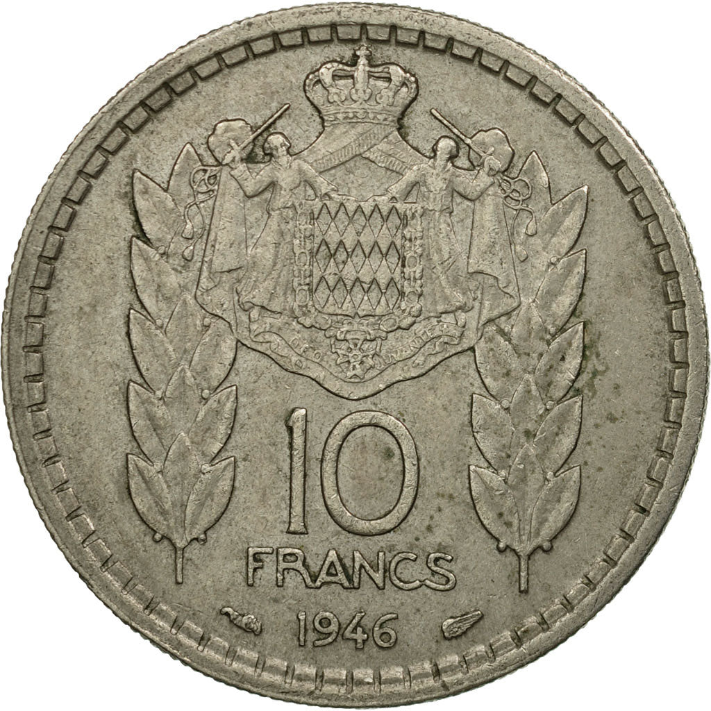 Coin, Monaco, Louis II, 10 Francs, 1946, EF(40-45), Copper-nickel, KM:123