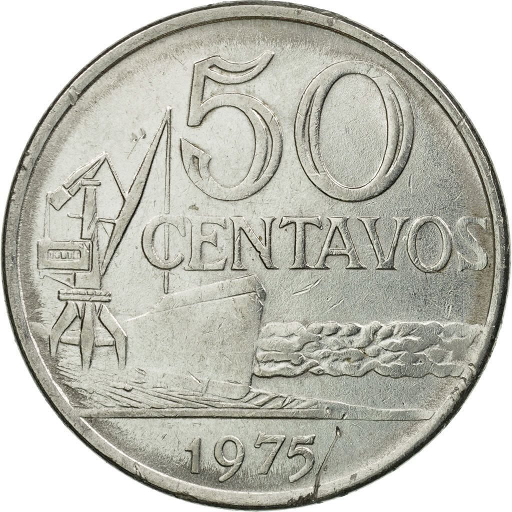 Moneda, Brasil, 50 Centavos, 1975, EBC, Acero inoxidable, KM:580b