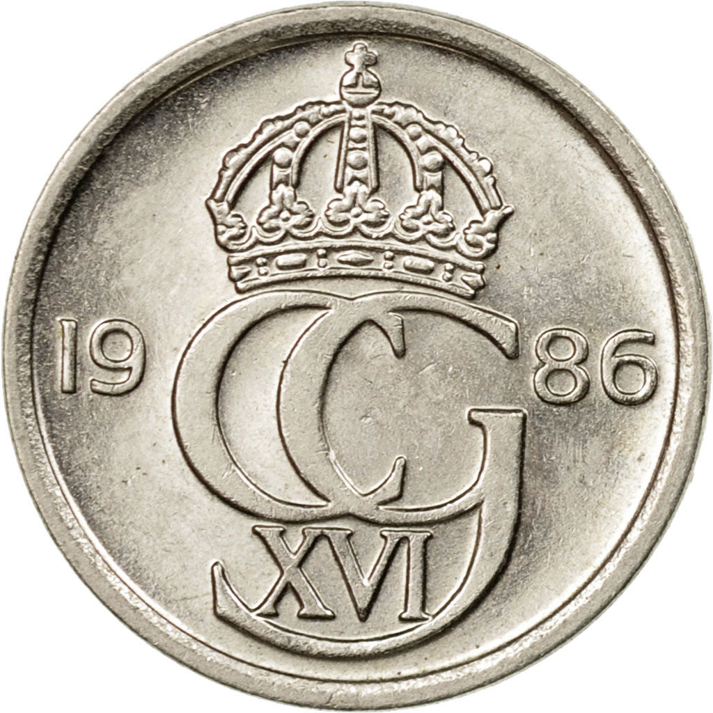 Münze, Schweden, Carl XVI Gustaf, 10 Öre, 1986, VZ, Copper-nickel, KM:850
