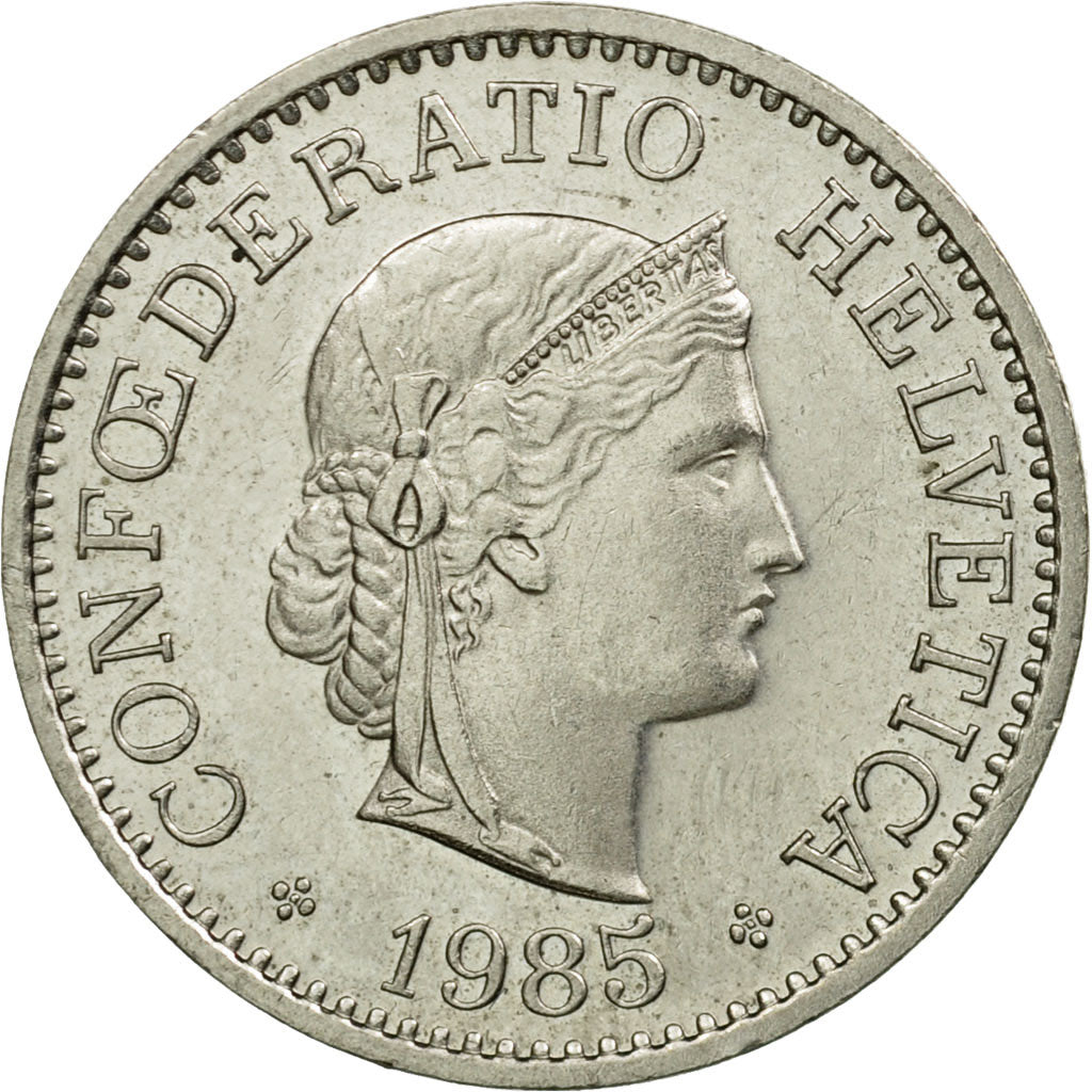 Coin, Switzerland, 10 Rappen, 1985, Bern, AU(55-58), Copper-nickel, KM:27