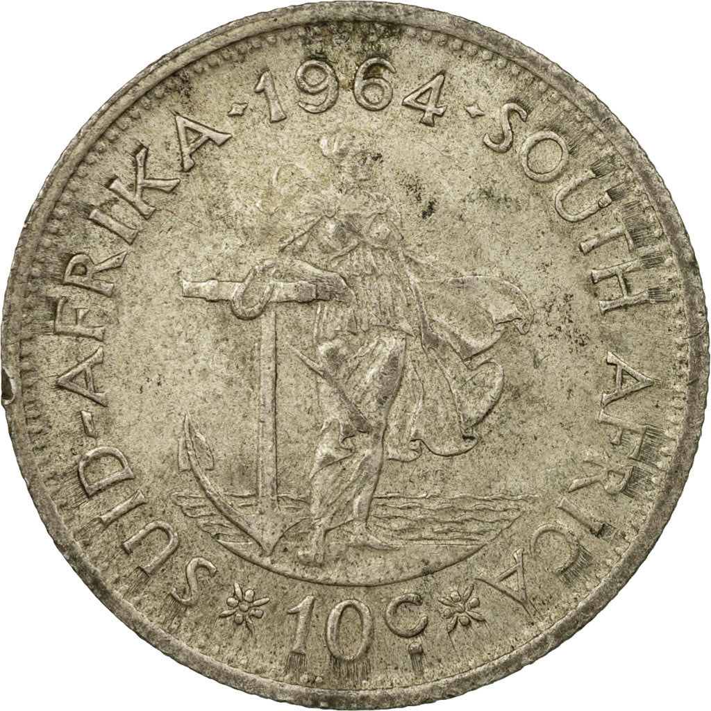 Coin, South Africa, 10 Cents, 1964, EF(40-45), Silver, KM:60