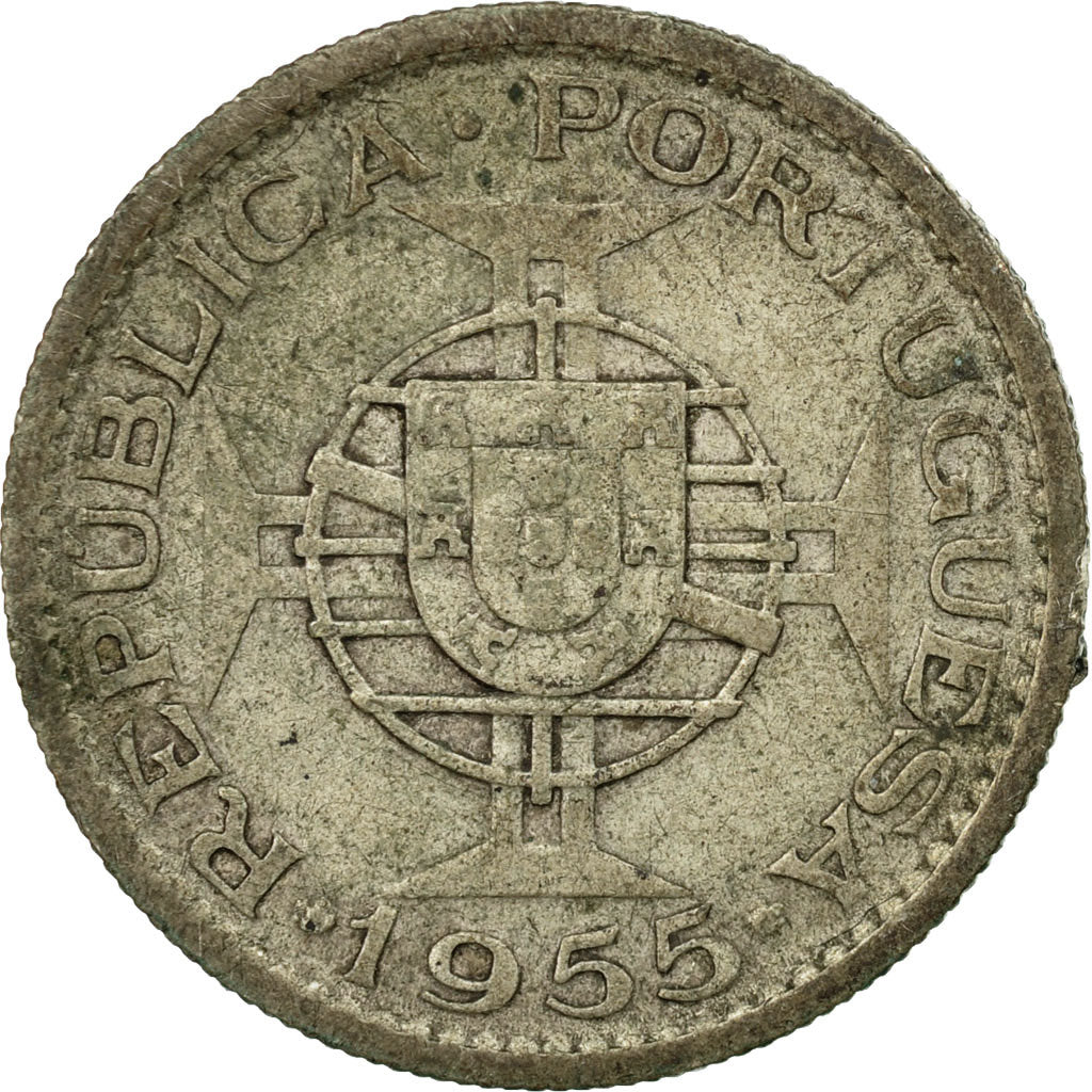 Moneta, Mozambico, 10 Escudos, 1955, MB, Argento, KM:79