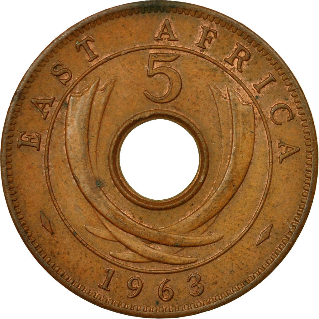 Coin, EAST AFRICA, Elizabeth II, 5 Cents, 1963, EF(40-45), Bronze, KM:37