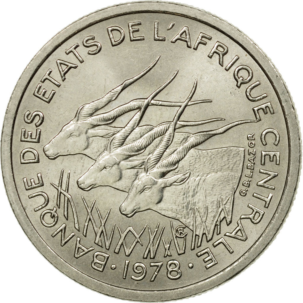 Coin, Central African States, 50 Francs, 1978, Paris, AU(55-58), Nickel, KM:11