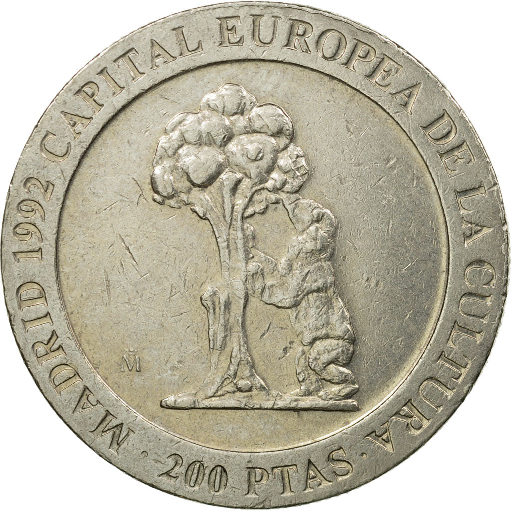 Coin, Spain, Juan Carlos I, 200 Pesetas, 1992, EF(40-45), Copper-nickel, KM:910