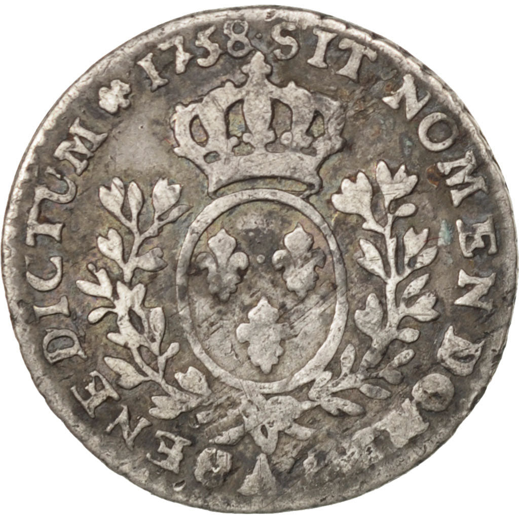 Francia, Louis XV, 1/10 Écu au bandeau, 12 Sols, 1/10 ECU, 1758, Paris, MB,...