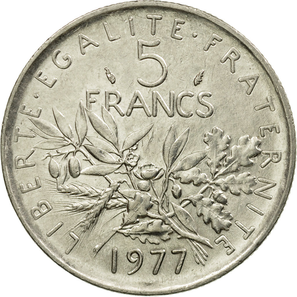 Coin, France, Semeuse, 5 Francs, 1977, Paris, AU(55-58), Nickel Clad
