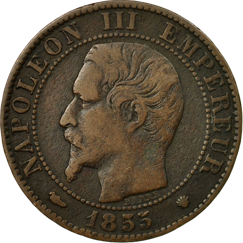 Moneda, Francia, Napoleon III, Napoléon III, 5 Centimes, 1855, Marseille, BC+