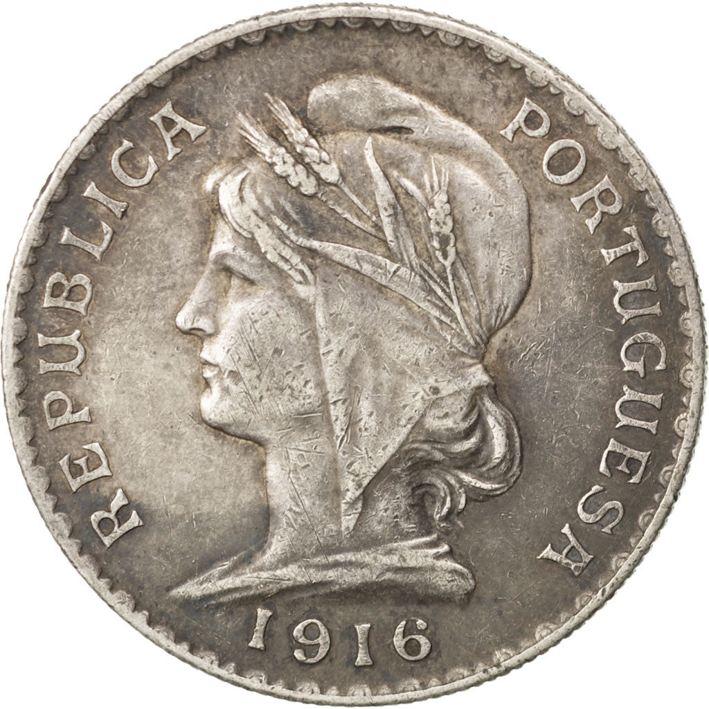 Coin, Portugal, Escudo, 1916, AU(50-53), Silver, KM:564