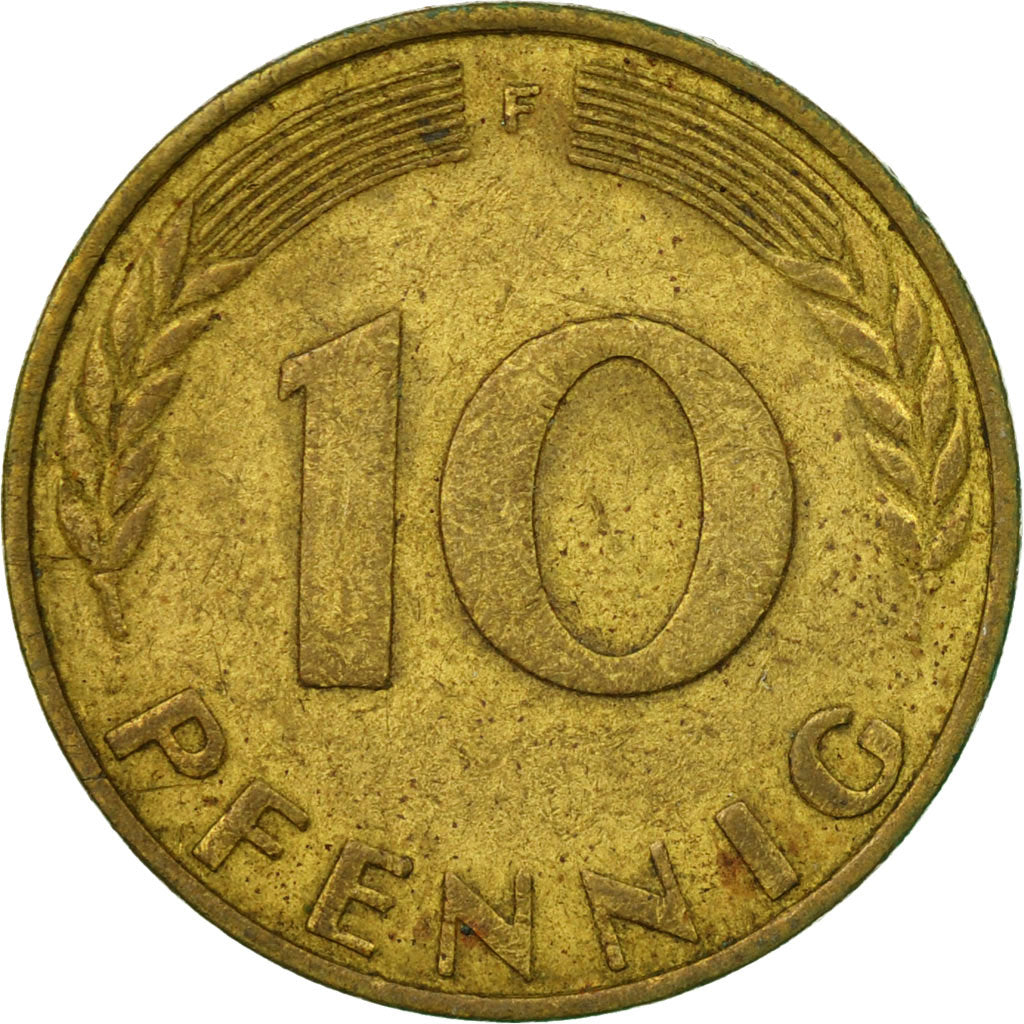 Moneta, Niemcy - RFN, 10 Pfennig, 1967, Stuttgart, EF(40-45), Mosiądz powlekany