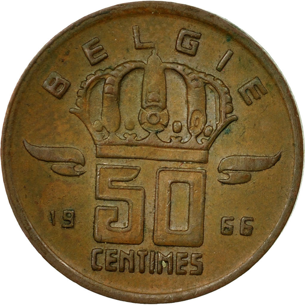 Coin, Belgium, Baudouin I, 50 Centimes, 1966, EF(40-45), Bronze, KM:149.1
