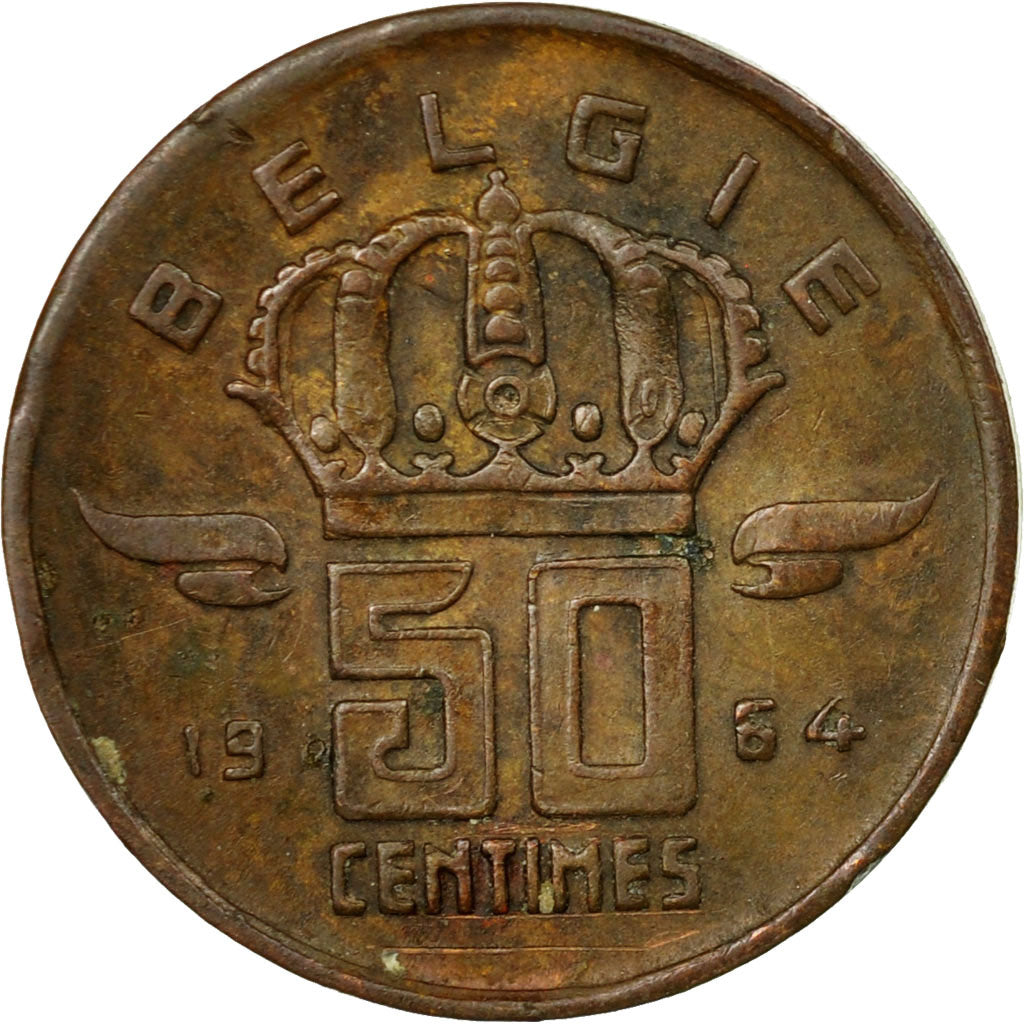 Coin, Belgium, Baudouin I, 50 Centimes, 1964, EF(40-45), Bronze, KM:149.1