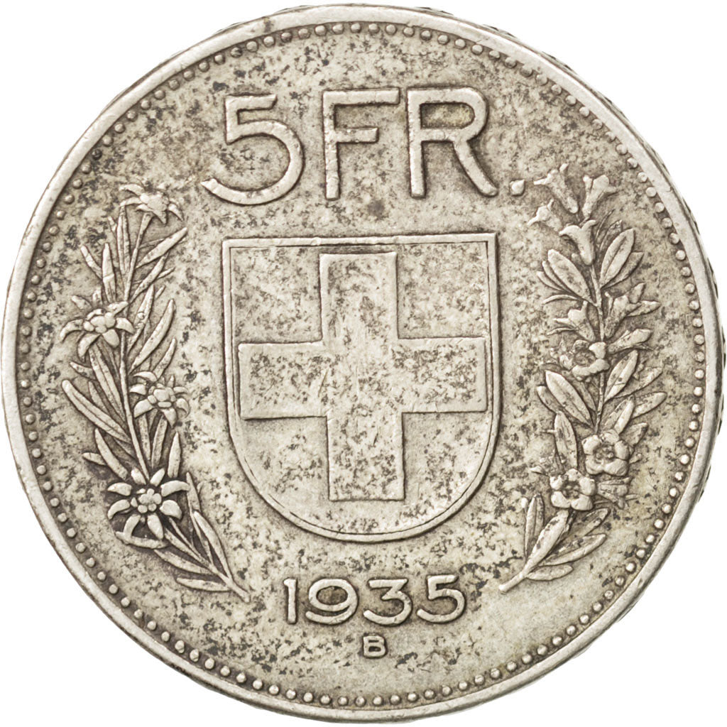 SWITZERLAND, 5 Francs, 1935, Bern, KM #40, EF(40-45), Silver, 31.45, 14.97