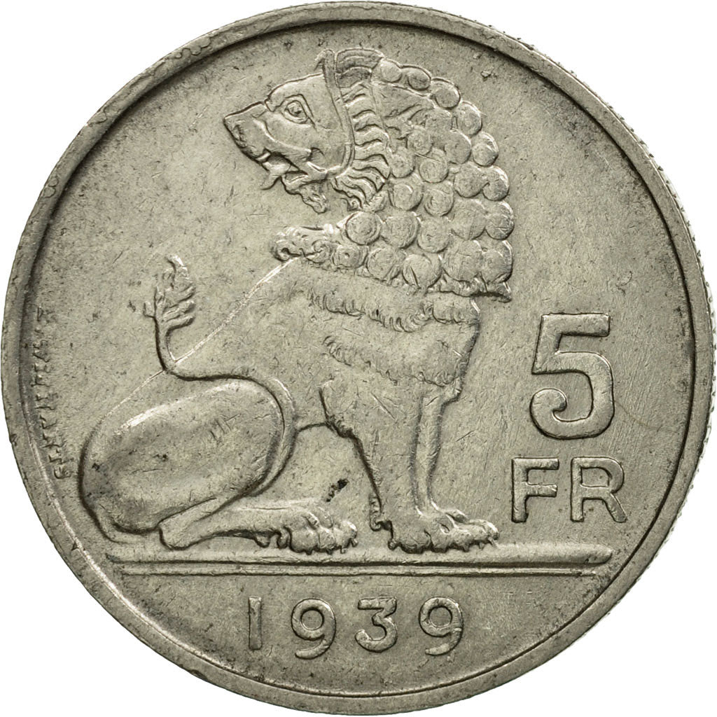 Coin, Belgium, 5 Francs, 5 Frank, 1939, EF(40-45), Nickel, KM:117.2