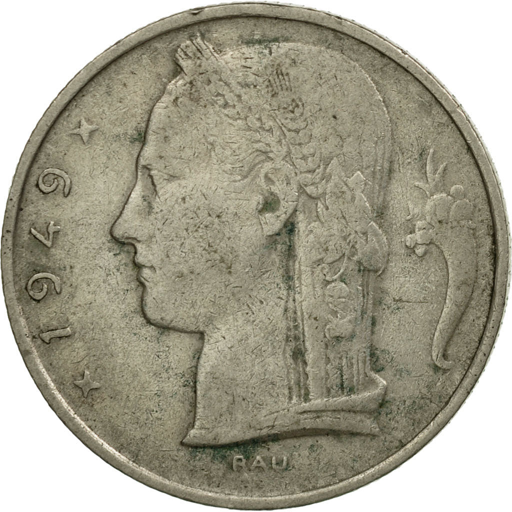 Coin, Belgium, 5 Francs, 5 Frank, 1949, EF(40-45), Copper-nickel, KM:135.1