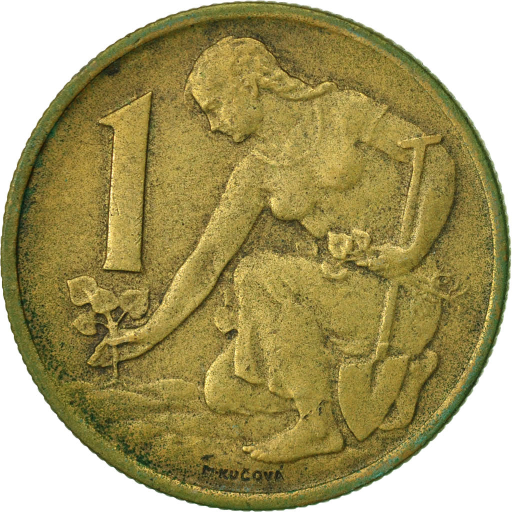Coin, Czechoslovakia, Koruna, 1964, EF(40-45), Aluminum-Bronze, KM:50