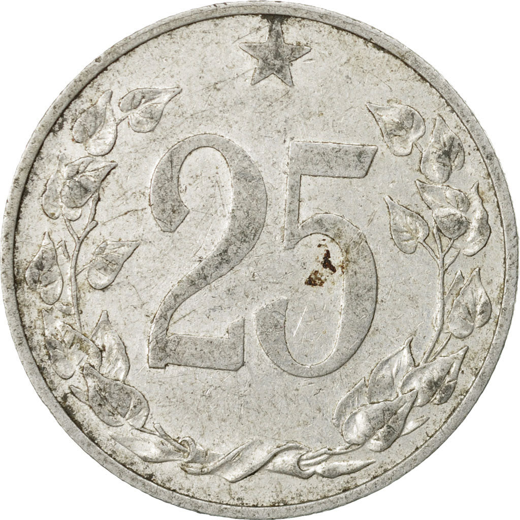 Coin, Czechoslovakia, 25 Haleru, 1953, VF(30-35), Aluminum, KM:39