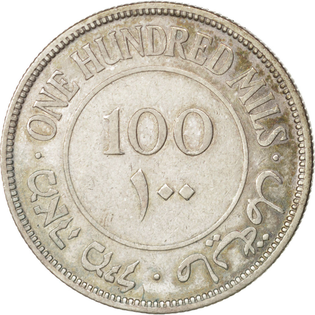 PALESTINE, 100 Mils, 1927, KM #7, EF(40-45), Silver, 29, 11.38