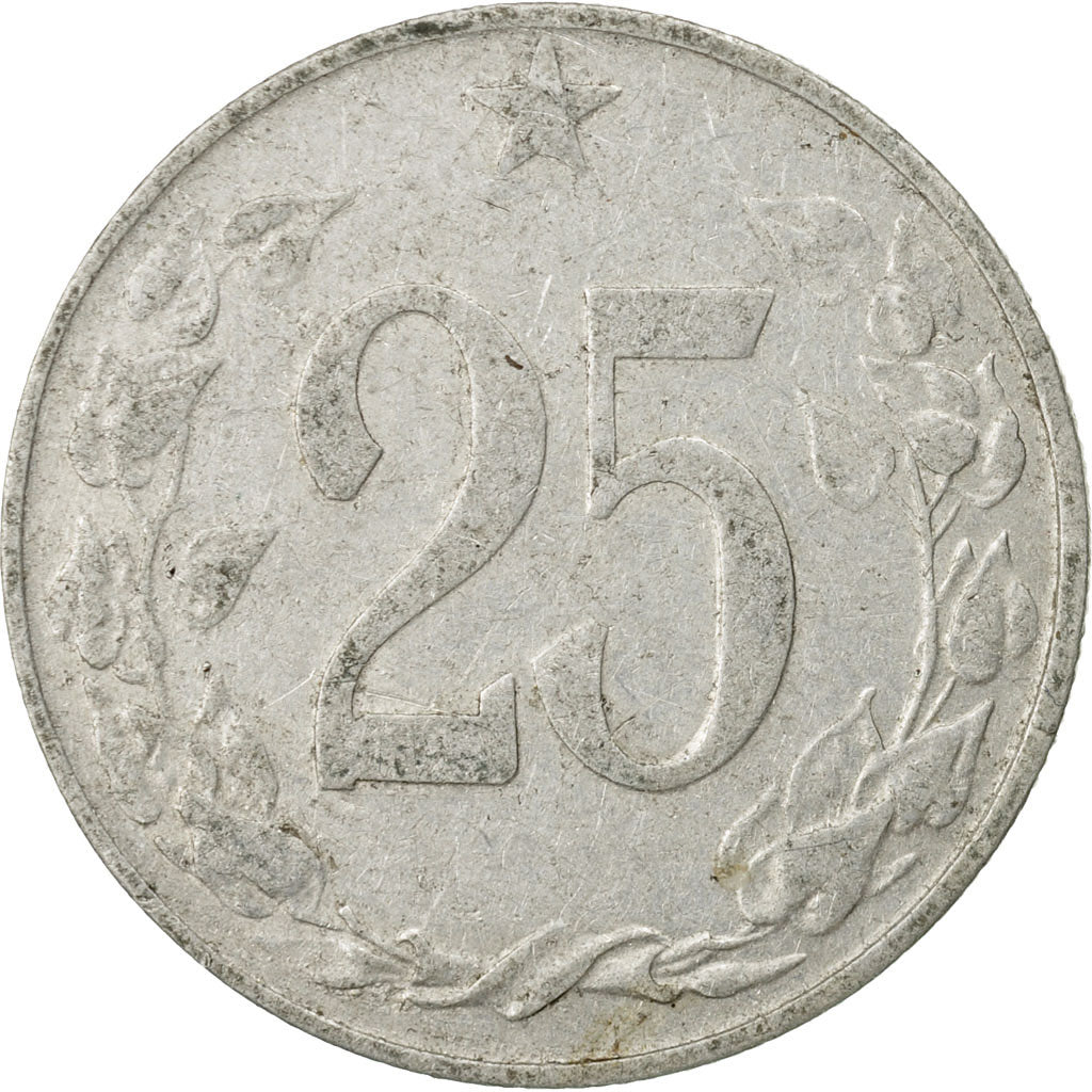 Coin, Czechoslovakia, 25 Haleru, 1954, VF(30-35), Aluminum, KM:39