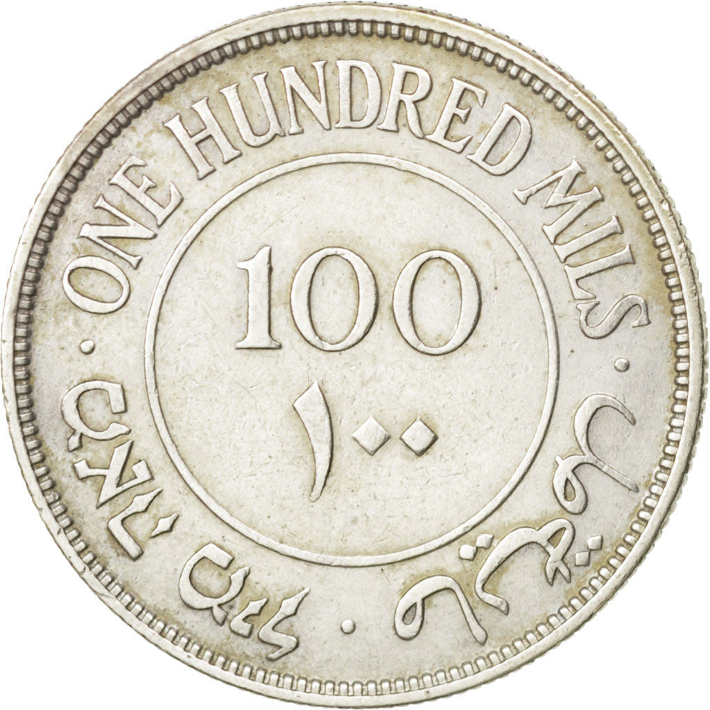 Palestina, British Mandate, 100 Mils, 1931, London, Argento, BB+, KM:7