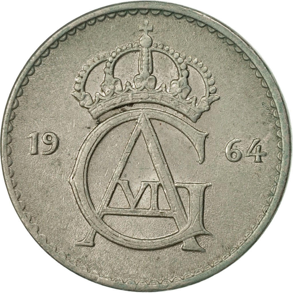 Coin, Sweden, Gustaf VI, 25 Öre, 1964, EF(40-45), Copper-nickel, KM:836