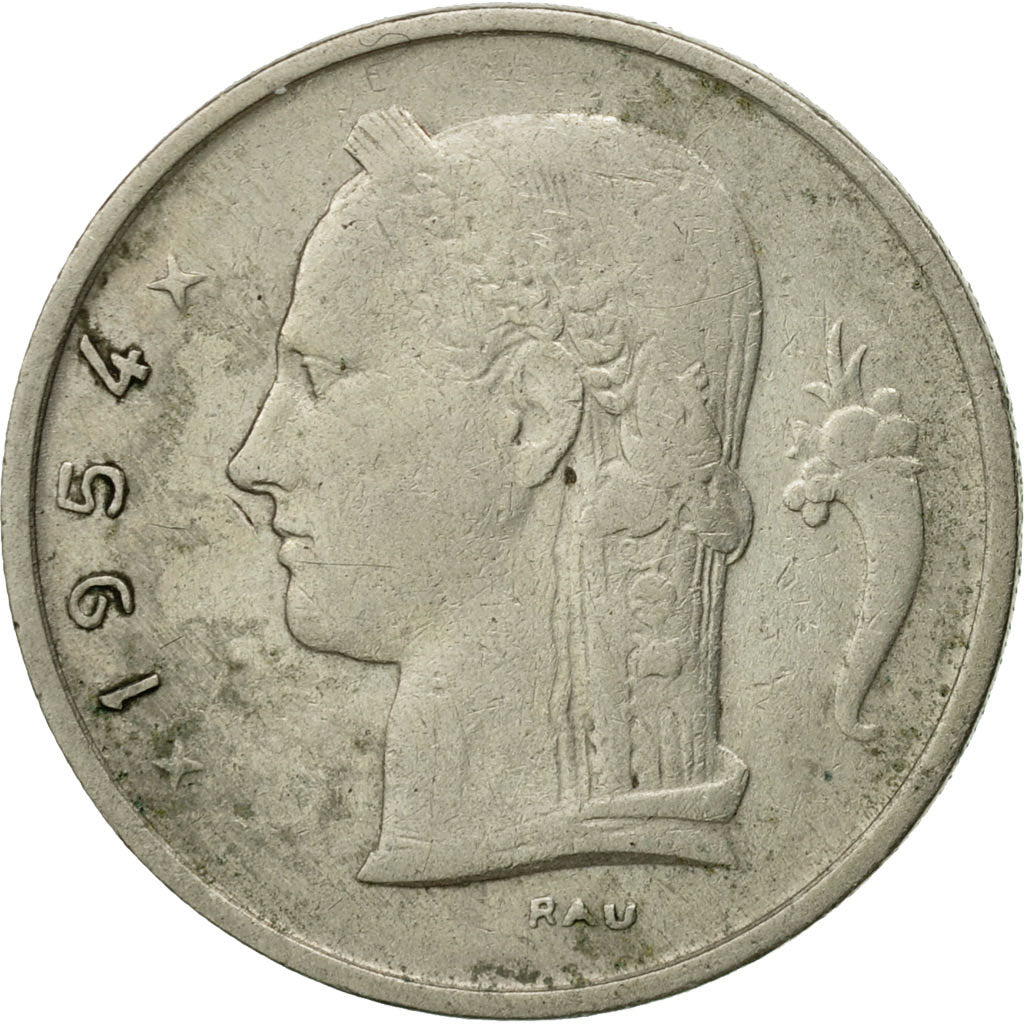 Coin, Belgium, Franc, 1954, EF(40-45), Copper-nickel, KM:143.1