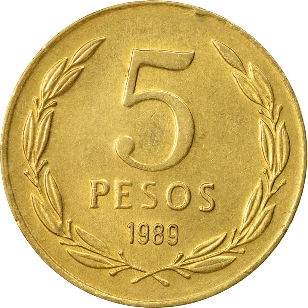 Münze, Chile, 5 Pesos, 1989, Santiago, SS, Aluminum-Bronze, KM:217.2