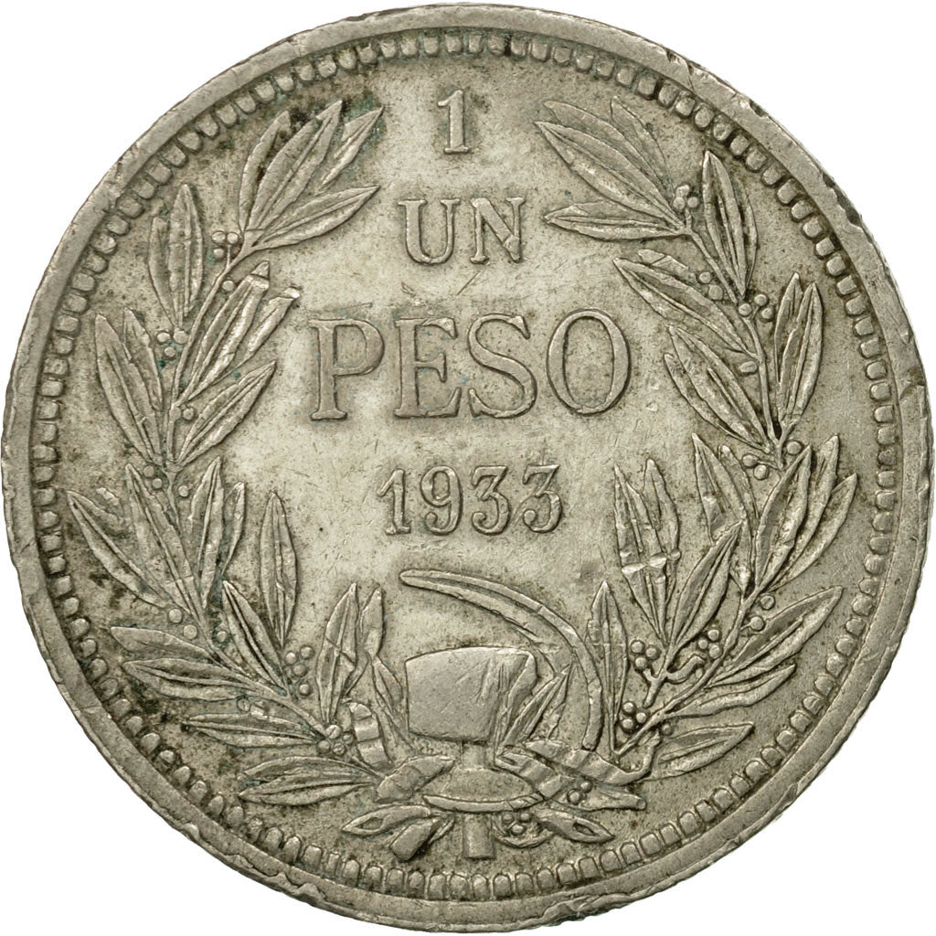 Münze, Chile, Peso, 1933, SS, Copper-nickel, KM:176.1