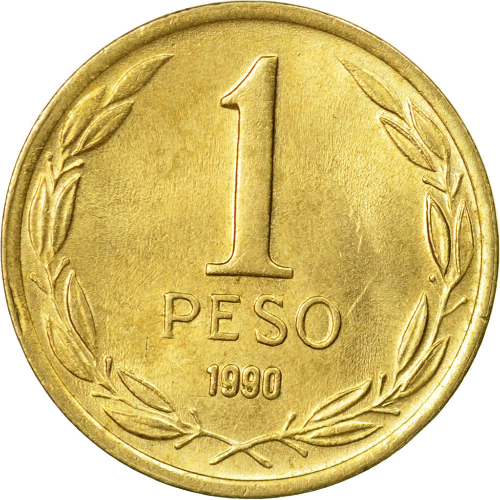 Coin, Chile, Peso, 1990, EF(40-45), Aluminum-Bronze, KM:216.2