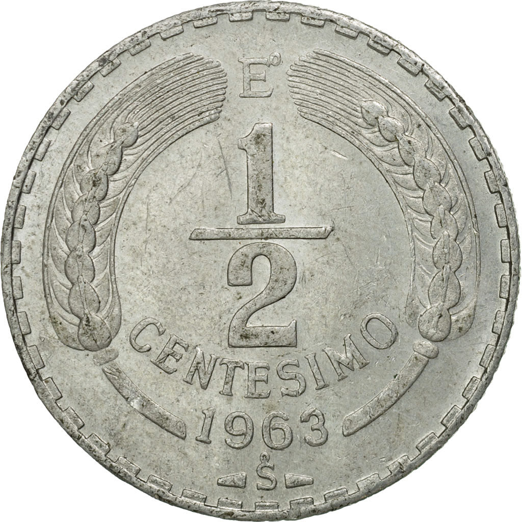 Coin, Chile, 1/2 Centesimo, 1963, VF(30-35), Aluminum, KM:192