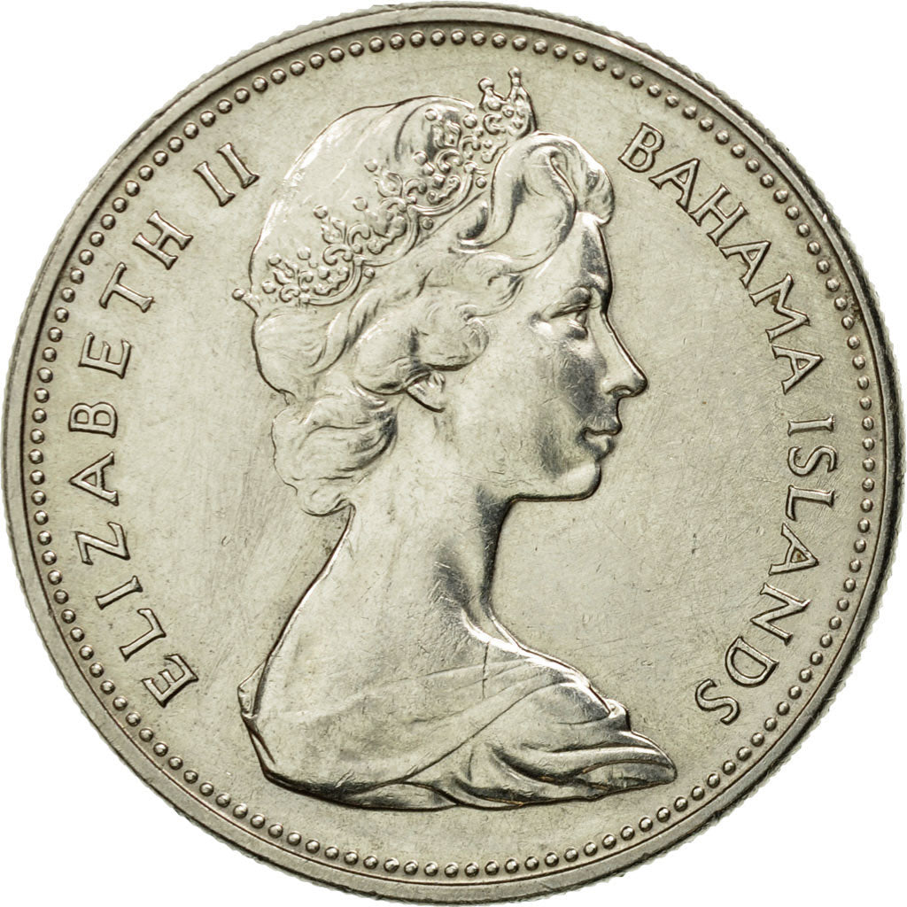 Moneda, Bahamas, Elizabeth II, 25 Cents, 1969, Franklin Mint, MBC, Níquel, KM:6