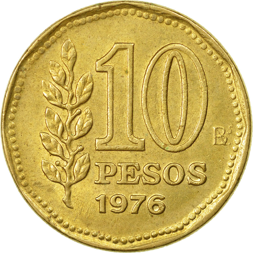 Coin, Argentina, 10 Pesos, 1976, EF(40-45), Aluminum-Bronze, KM:72