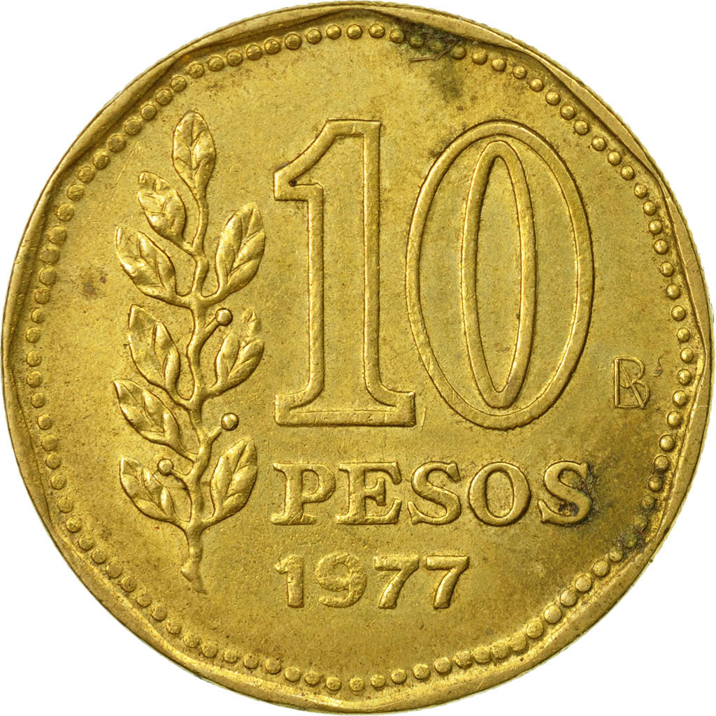 Coin, Argentina, 10 Pesos, 1977, EF(40-45), Aluminum-Bronze, KM:72
