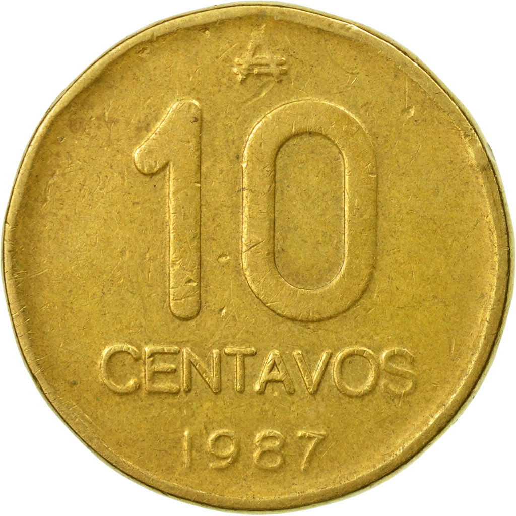 Coin, Argentina, 10 Centavos, 1987, VF(20-25), Brass, KM:98