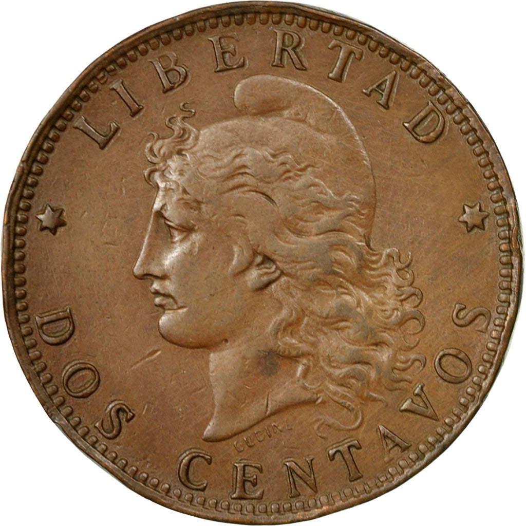 Moneda, Argentina, 2 Centavos, 1890, MBC, Bronce, KM:33