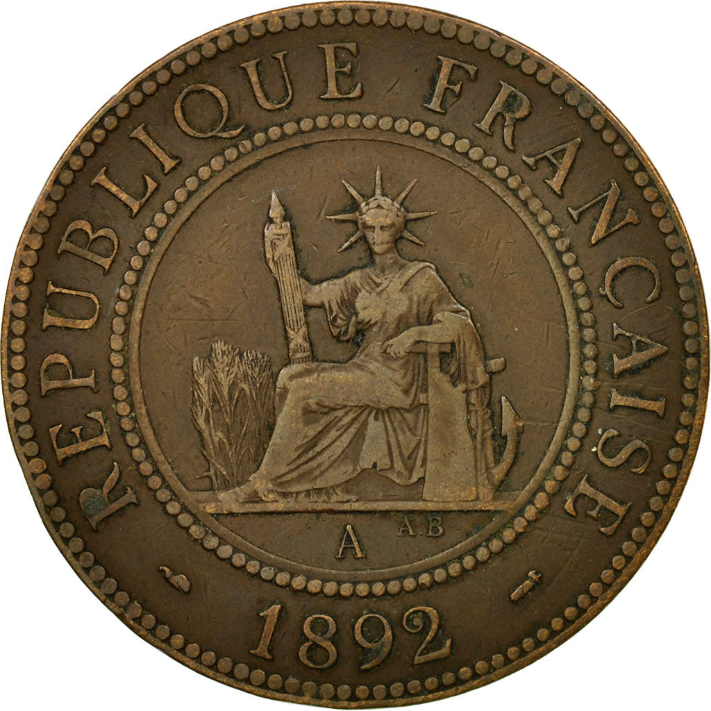 Coin, FRENCH INDO-CHINA, Cent, 1892, Paris, EF(40-45), Bronze, KM:1