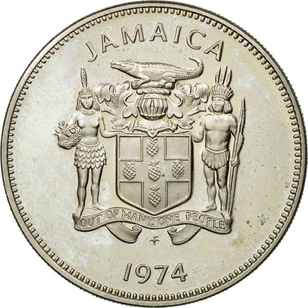 Coin, Jamaica, Elizabeth II, 20 Cents, 1974, Franklin Mint, USA, EF(40-45)