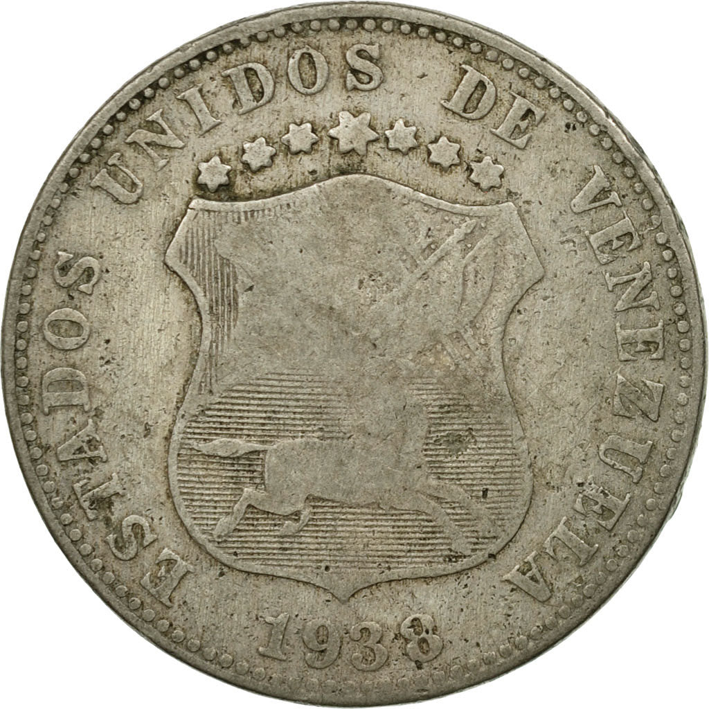 Moneda, Venezuela, 12-1/2 Centimos, 1938, BC+, Cobre - níquel, KM:28