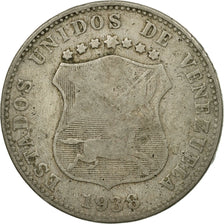 Moneda, Venezuela, 12-1/2 Centimos, 1938, BC+, Cobre - níquel, KM:28