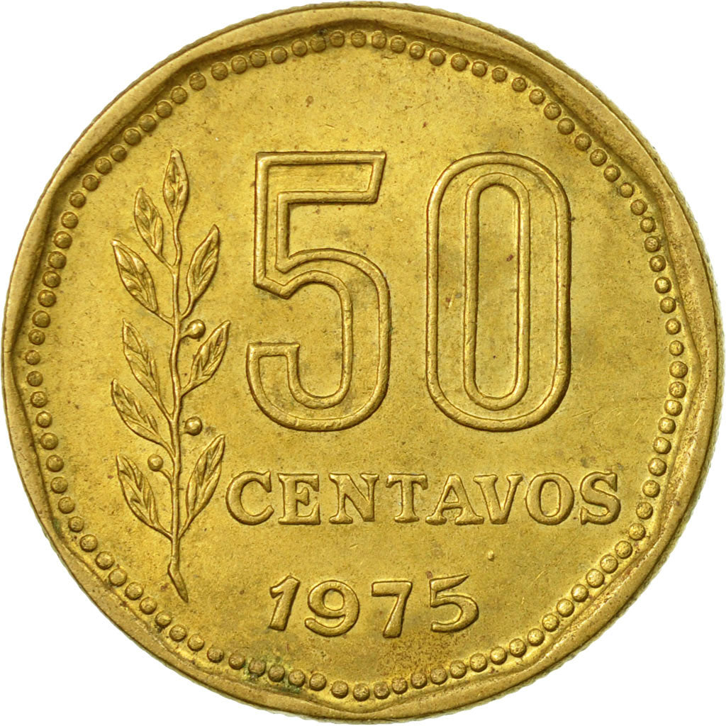 Moneda, Argentina, 50 Centavos, 1975, MBC, Aluminio - bronce, KM:68